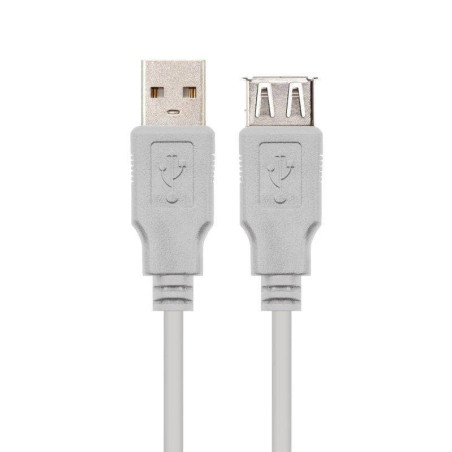 Cable alargador usb 2.0 nanocable 10.01.0202/ usb macho - usb hembra/ 1m/ beige