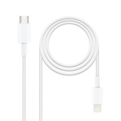 Cable usb 2.0 tipo-c lightning nanocable 10.10.0601/ usb tipo-c macho - lightning macho/ 1m/ blanco